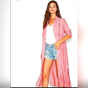 2 For $30 - Express Pink and White Striped Duster